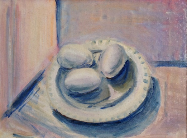 Eggs on an Antique Plate, Oil on Canvas, École d'art Pointe-Saint-Charles Art School